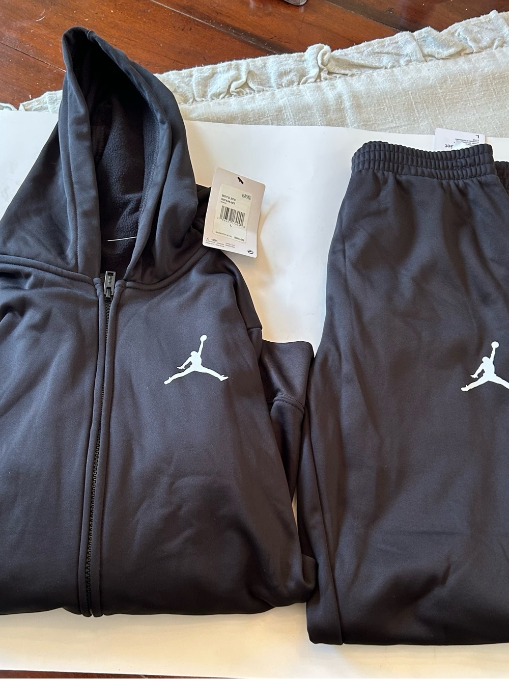 Jordan Kids Black Jogger Sweatpants Set with White Jumpman Logo